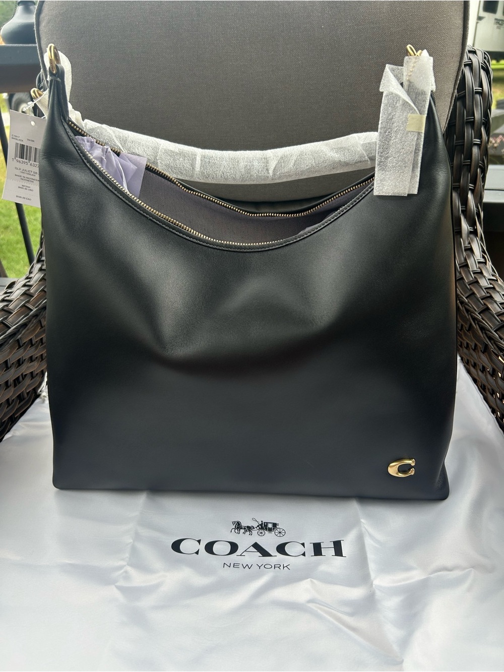 Coach Juliet SB 38 Black Leather Shoulder Bag with Gold Accent